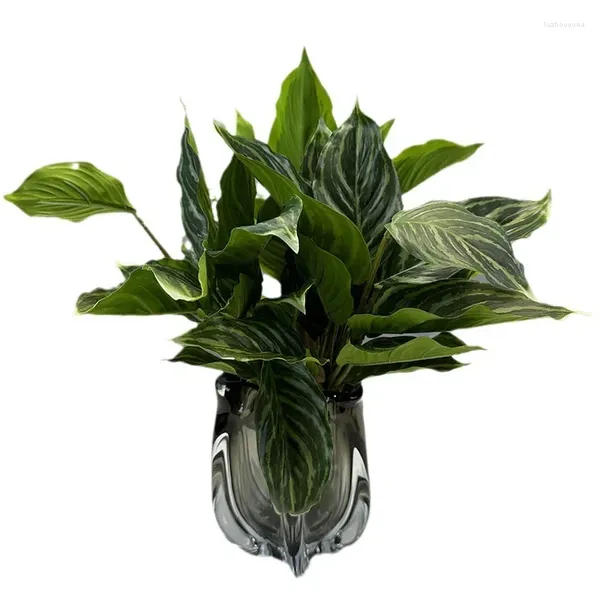 Flores decorativas em casa Artificial Evergreen Peacock Bamboo Taro Brasil Folhas de ferro verde Plantas verdes Folhas