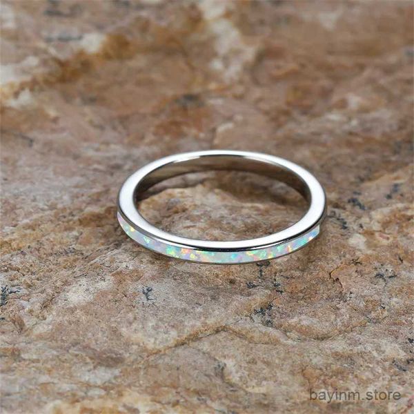Hochzeitsringe stapeln dünne Ringe für Frauen Männer Hochzeitsbänder Blau weiße Feuer Opal Ring minimalistische Verlobung Paar Ring Valentinstag Schmuck Schmuck