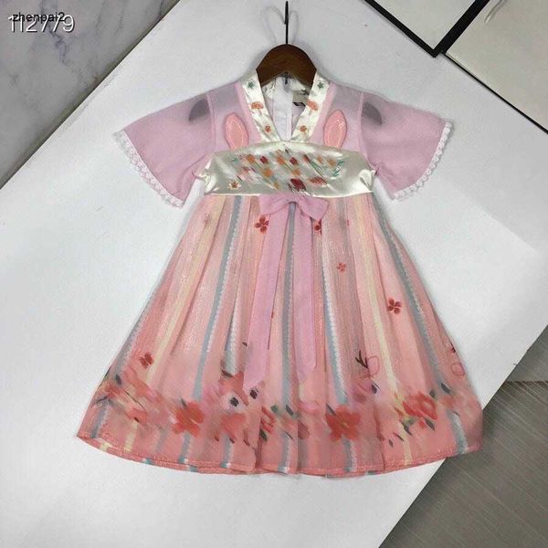 Scapa per bambini di lusso Hanfu Deer Pattern Stampa Abito da principessa Dimensione 90-140 cm Designer Designer Summer ragazze Summer Party Dress 24pril