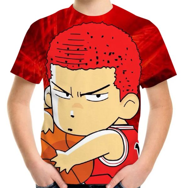 Tees Summer Japan Anime Tshirt для мальчиков для девочек Slam Basketball Team Sakuragi 3D -печатная футболка 420Y Дети День рождения одежда
