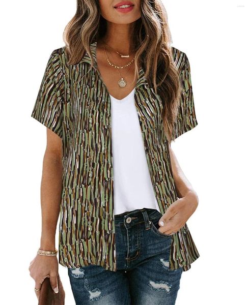 Blouses feminina Bohemian Beach Holiday Blouse Mulher Fashion Slave Button Camisetas de verão