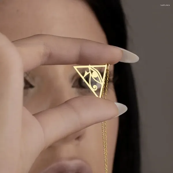 Girocollo in acciaio inossidabile antico egitto occhio di horus collana retro triangolo ra ciondolo per donne gioielli amuleti egiziani