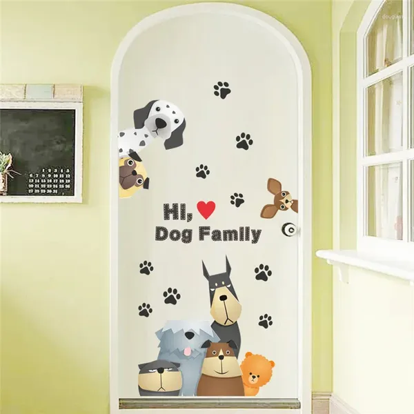 Adesivos de parede cães adoráveis decoração de garotos de desenho animado de desenho animado
