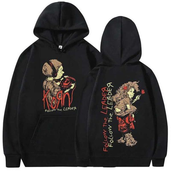 Felpa con cappuccio maschile Korn Segui il leader Walkman Hoodie Metal Gothic Rock Band Fedele con cappuccio con cappuccio da uomo Abbigliamento Abbigliamento Fashion Vintage Oversize Pallover 240424