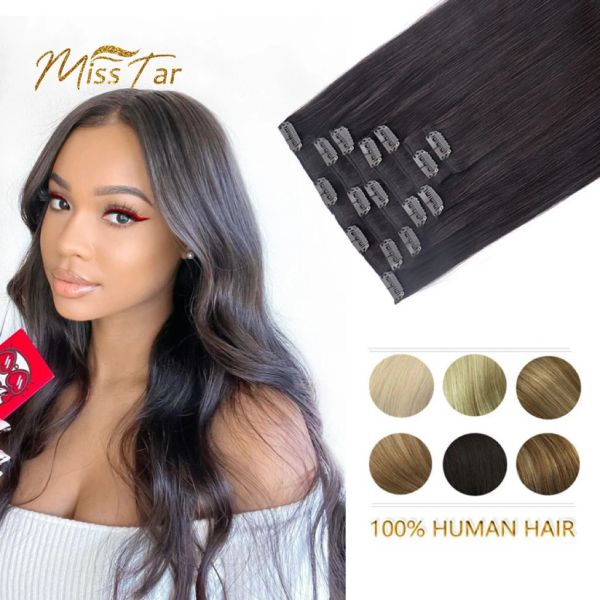 Extensões clipe reto em extensões de cabelo humano Remy Hair marrom marrom mel loiro ombre Bayalage Extensões de cabelo natural com clipes 120g