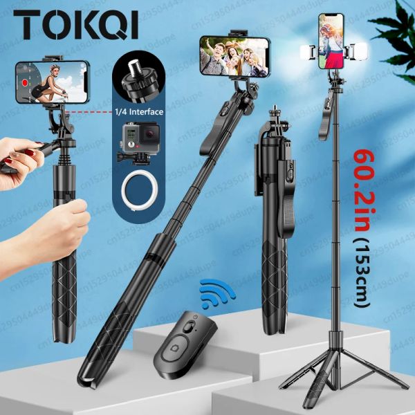 Sticks L16 1530mm Kablosuz Selfie Stick Tripod Stand Katlanabilir Monopod GoPro Action Kameralar Akıllı Telefonlar Denge Sabit Çekim Canlı