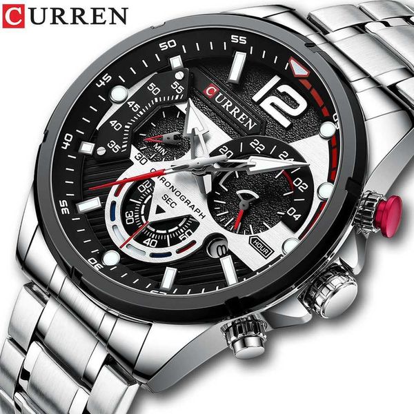 Armbanduhren Curren Casual Business Chronograph wasserdichte Edelstahl Uhren Herren Neue Luxus -Mode -Quarz Männer Armbanduhr 240423