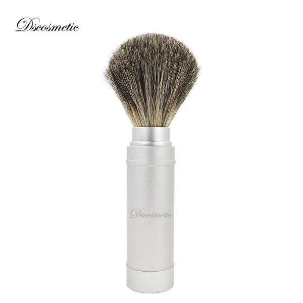 Pincel dScoSmetic Pure Badger Hair Metal Metal Metal Travel Brush de barbear