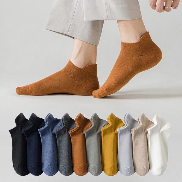 Herrensocken Ohrhebe fester Farbe lässiges dünnes Boot Herbst und Winter reine Baumwolldamen niedrig oberes kurzes Fass weiß für