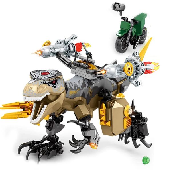 Bloklar Jurassic Mech Dinozor Robot Yapı Blokları Şehir Dünya Parkı Tyrannosaurus Triceratops Figürler Tuğlalar Çocuk Oyuncakları Set Hediyeleri