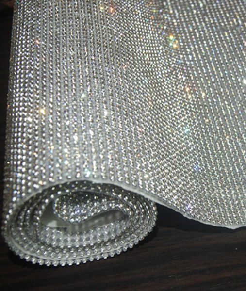 45x120 cm/rotolo trasparente in cristallo trasparente in cristallo a mesh argento in mesh scintillanti scintillanti per feste di nozze 89931631