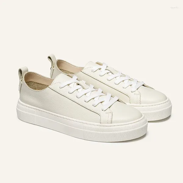 Scarpe casual Mooqdaax 2024 Spring Autumn Genuine in pelle Genuina Donne Bianco Bianco Flat Colore Solido Female All-Match