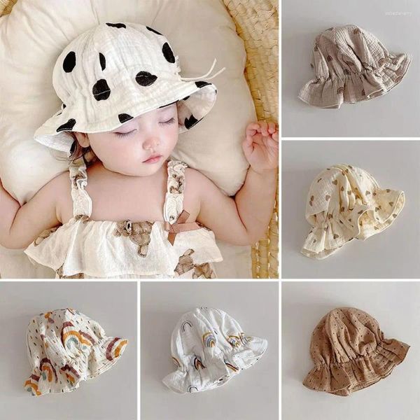 Berets Säugling Kleinkind Süßes Baumwollprinzessin UV Schutz Kinder Eimer Hut Baby Panama Cap Sonne