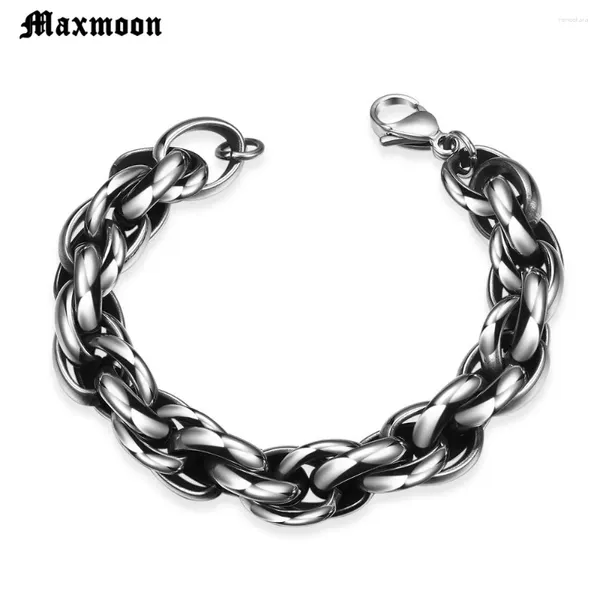 Link braccialetti Maxmoon per uomini donne Silver Colore in acciaio inossidabile Catena di grano 2024 Gioielli all'ingrosso di moda