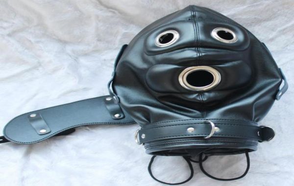 BDSM Sex Toy Fetisch Ledermaske Kopfhaube Bondage Gesicht mit Augenschild Mund Gag Dildo Erotikspielzeug Audlt Games Produkte für Coupl5986680