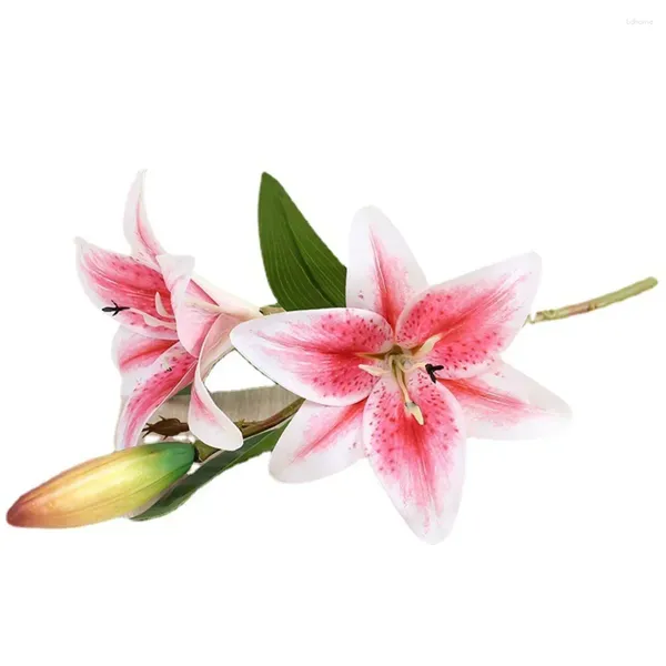 Flores decorativas 1pc Lily White Lily Artificial Silk Flower Bouquets