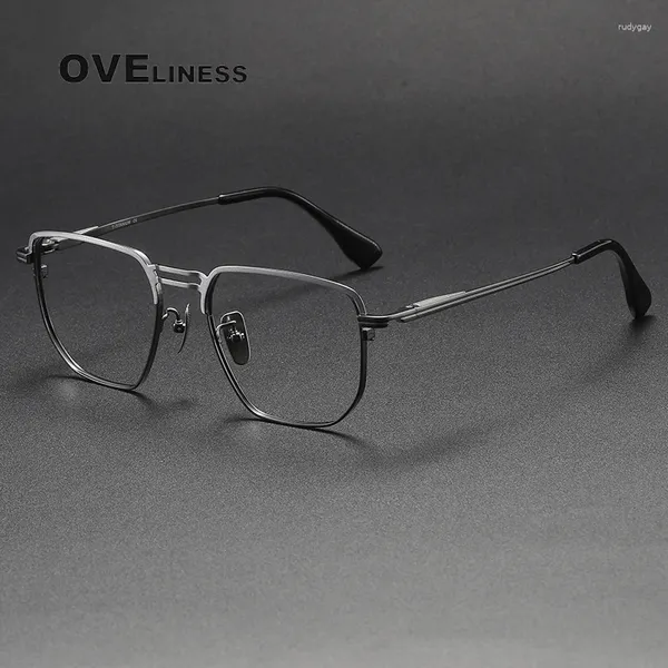 Óculos de sol Quadrões Gatenac Vintage Titanium Glasses Frame for Men Ultra Light Myopia Prescription Ofeysses Womenyewear