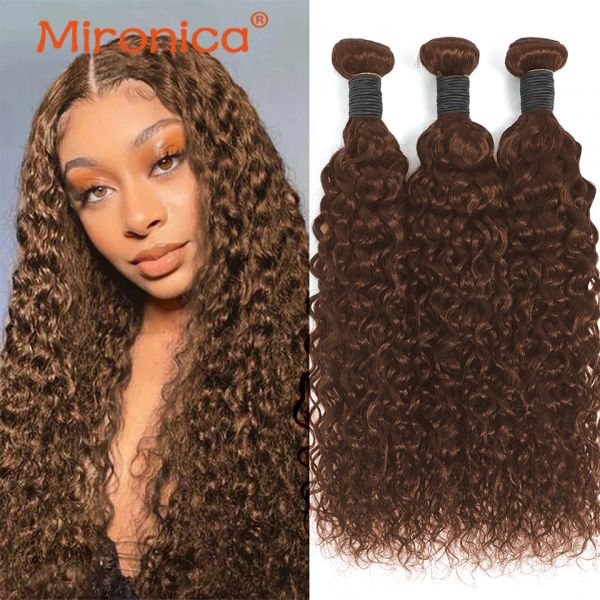 Perucas chocolate marrom marrom brasileiro pacote de água de água onda de água de cabelo humano Remy Extensões humanas para mulheres afro -americanas