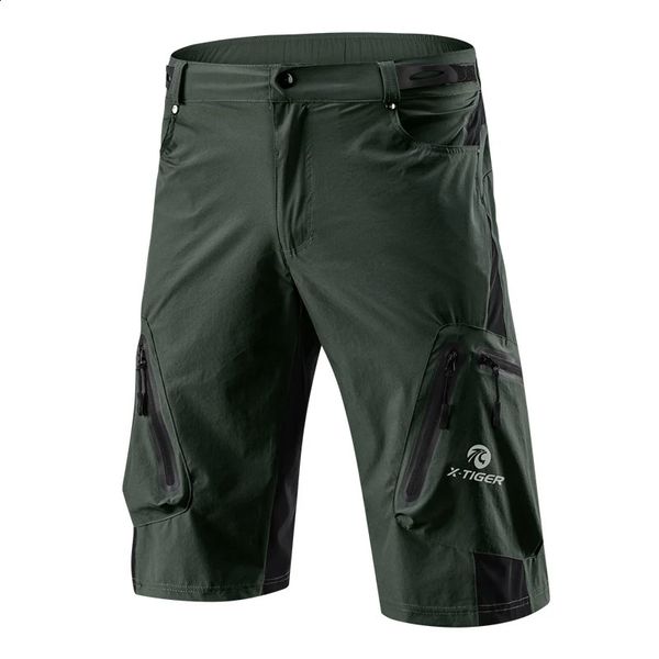 Shorts de ciclismo de homens-tigres com calcinha de gel de gel 5D Caminhola de mountain bike ladeira abaixo shorts soltos de bicicleta ao ar livre240417