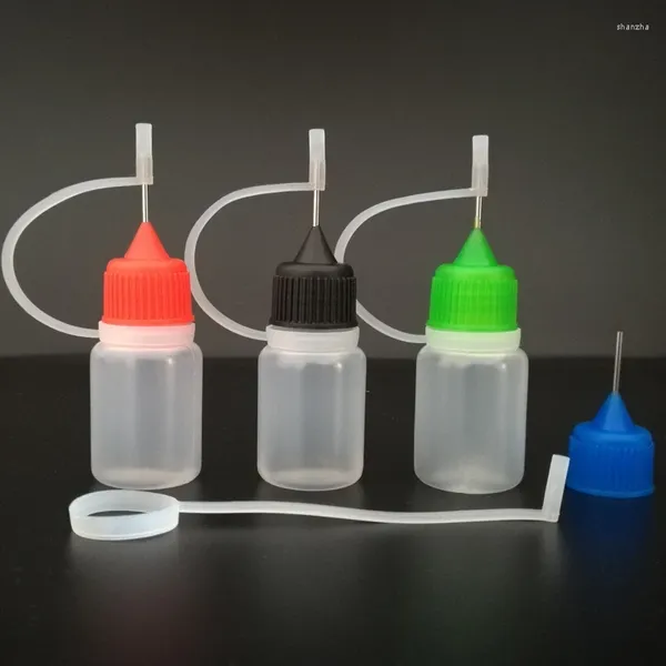 Garrafas de armazenamento 5 ml ldpe agulha garrafa de plástico vazio frascos giratórios com tampas de metal para parafuso para EL Polis de unha líquido 1000pcs/lote