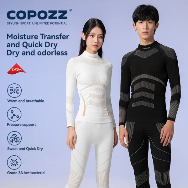 Set copone nuovo upgrade ski invernale mettici set di biancheria intima uomo donna tessuto lycra tessuto a secco veloce da sci thermo biancheria intima lunghe Johns