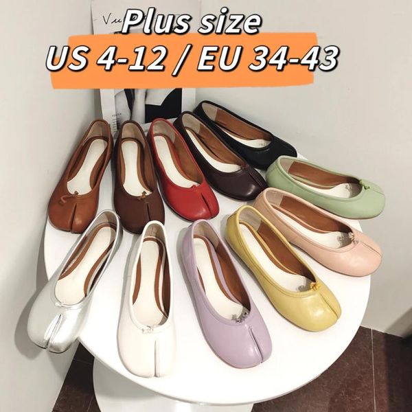 Sıradan Ayakkabı Ippeum Kadın Gümüş Tabi Split Toe Flats Mary Janes Tasarımcıları Artı Boyut 44 Loafers Lolita Elbise Siyah Bale Düz