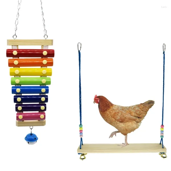 Altre forniture per uccelli Birds per animali domestici pappagalli macaw colorato xilofono giocattolo galline anatre in piedi swing pollo becchi