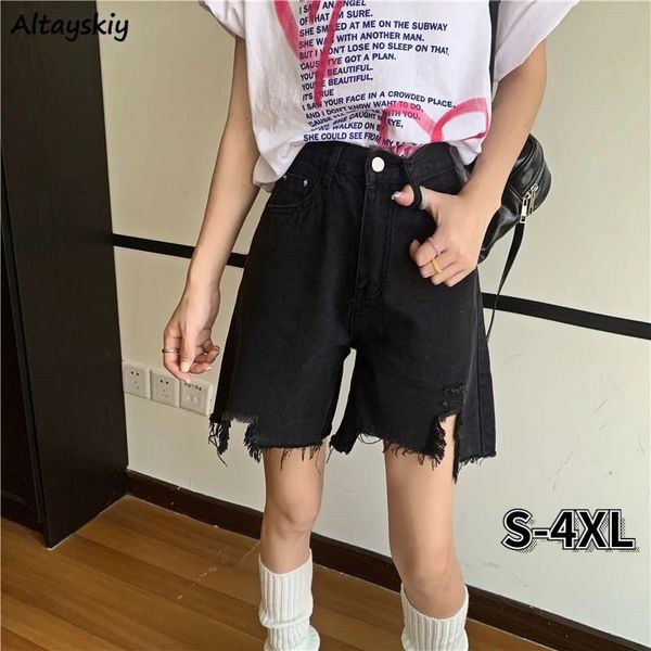 Джинсовые шорты женщины S-4XL BF High Taist Stulation Teants Lote Lummath All-Match Harajuku Simple Girls одежда уличная одежда Шика