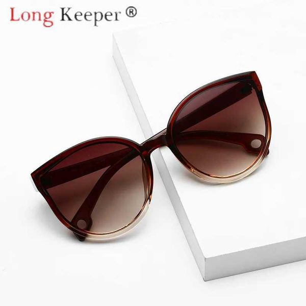 Sonnenbrille Longkeeper Sonnenbrille Katzen Eye Frauen Männer Sonnenbrillen Brillen Brillen Plastikrahmen klares Objektiv UV400 Schatten Mode fahren neue 240423