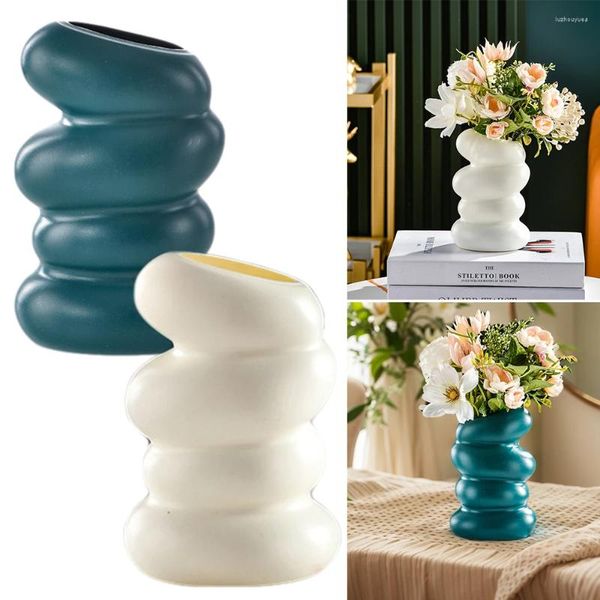 Vasos vasos de flores em espiral nórdica seco linhas de ondulação estética de plástico minimalista para o ornamento de escritório de mesa