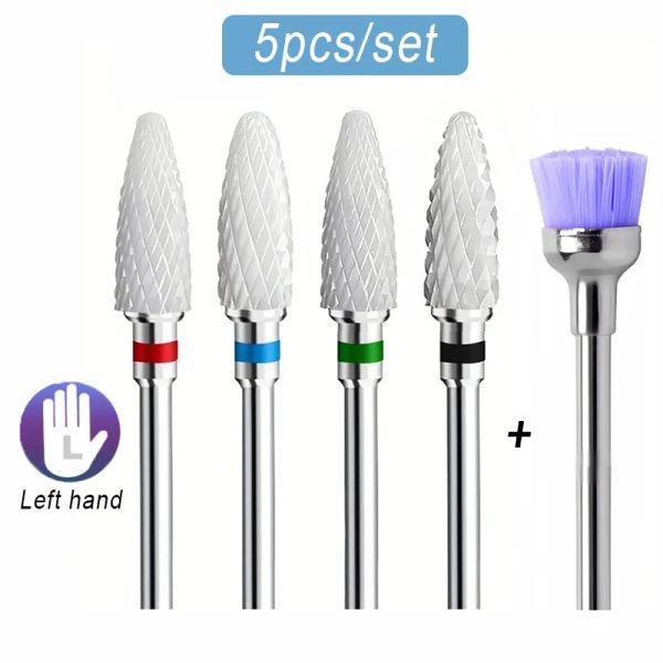 Bitler 5 PCS Solik Seramik Tırnak Matkap Bitleri Set Akrilik Tırnak Dosyası Bitleri 3/32 '' Akrilik jel tırnaklarını kaldırmak için Shank Professional