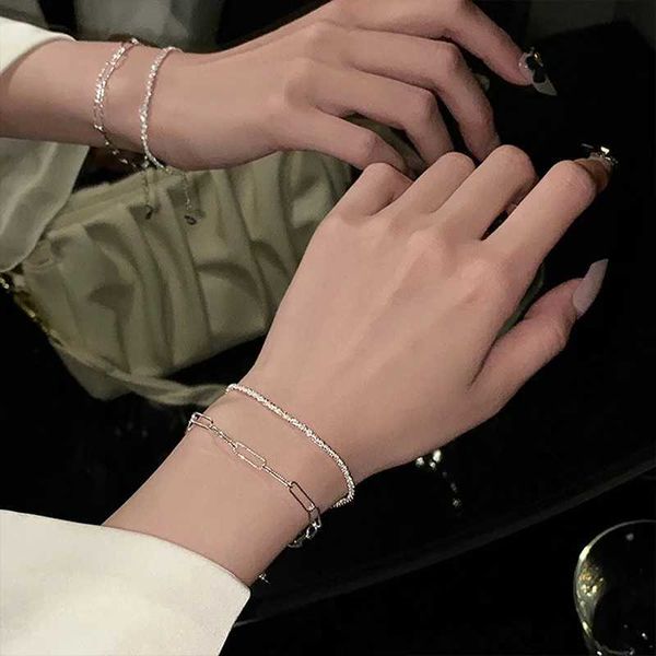 Perlen 1/2pcs Silberfarbe Farbe Sparkling Armband Exquisite Einfache Frauen verstellbares Armband Bangle Fine Fashion Schmuck Accessoires 240423