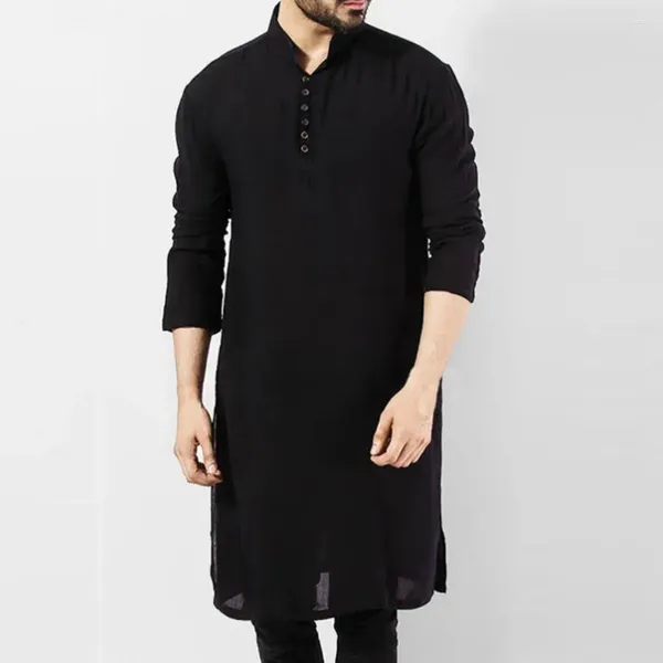 Мужские повседневные рубашки мужская рубашка с длинным рукавом пластинка мягкие одежды традиционная исламская одежда для мусульманского арабского арабского джубба Тобе