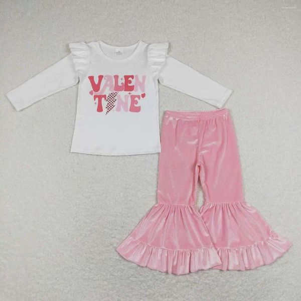 Kleidungssets Großhandel Kinder Baby Girls Kleidung Valentinstag Schriftzüge Langsamen Langsame Top Pink Hosen Set Set