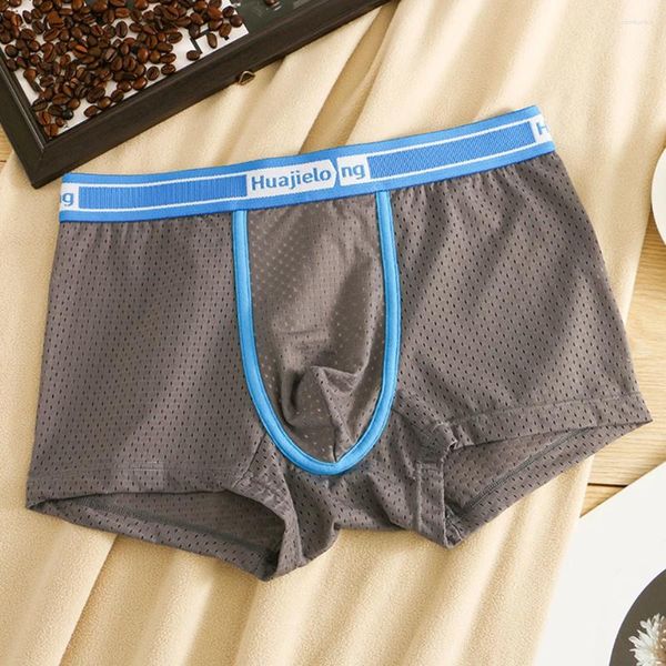 Underpants 1pc Herren Bullen -Beutel Boxer Shorts Sexy mittlere Taille Block Unterwäsche atmungsaktivem Mann Dessous Höschen