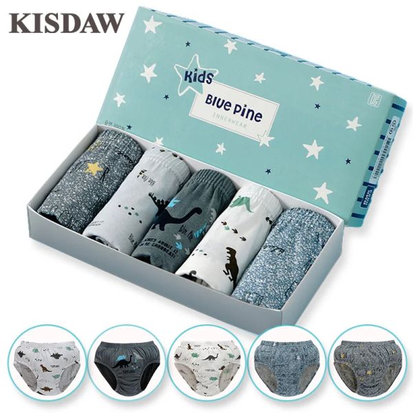 Unterwäsche Exquisite Box Package Jungen Unterwäsche Unterwäsche weich atmungsbezogene Baumwoll -Slips für Jungen Cartoon Dinosaurier Kinder Höschen Multipack