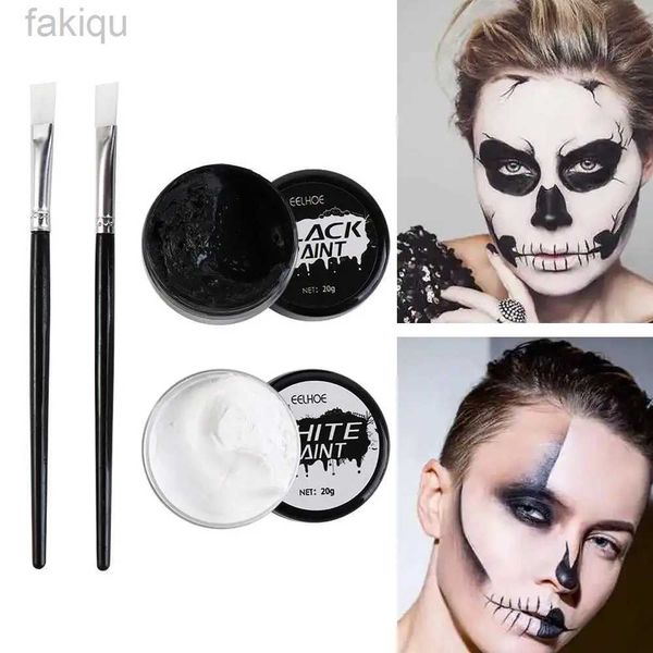 Краска для тела DIY Halloween Face Paint Kit Fangy Plord Zombie Body Art Painting Pigment Lafing Safe Белый и черный лицо краски для тела D240424