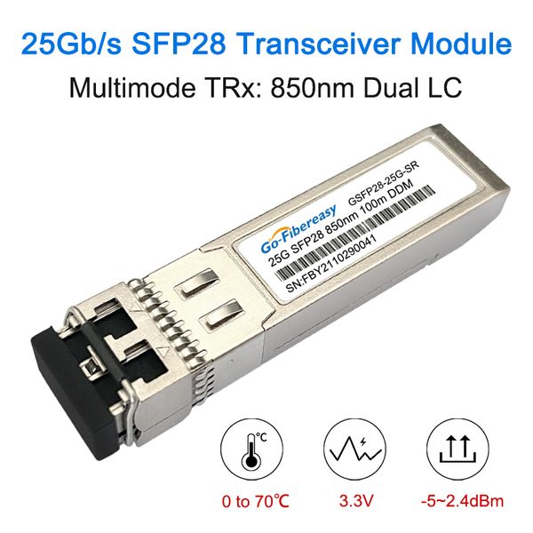 25GB SFP28 Módulo óptico 300m ~ 40km 25GBASE-SR/LR/ER DUPLEX LC DDM 25GBPS transceptor para Cisco/Huawei/Mellanox NIC/Switch