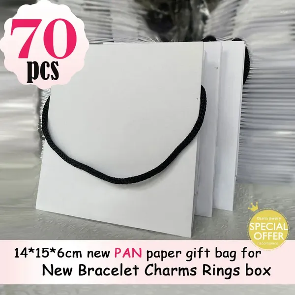 Bolsas de joalheria Fast 70pcs Pan Paper Paper Bolsa de Presente para Bracelet Colar Box Set Fit Fit Original Charm Caso