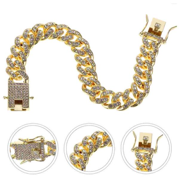Collari per cani Il guinzaglio della catena decorativa collare collare in lega di diamante full diamante per il collo