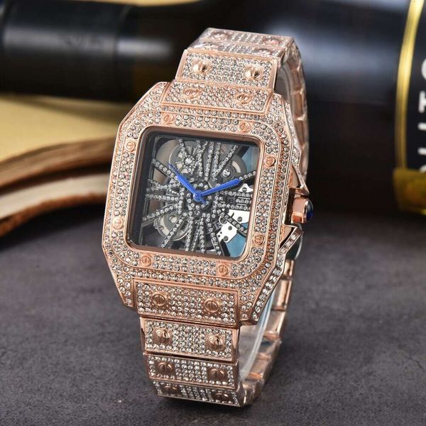 Catier Watch Carteras Moissanite Watch Square Watch Sky Star Steel Band Diamond Mens Rome Scy Sky Star Mode Quartz Womenwatch