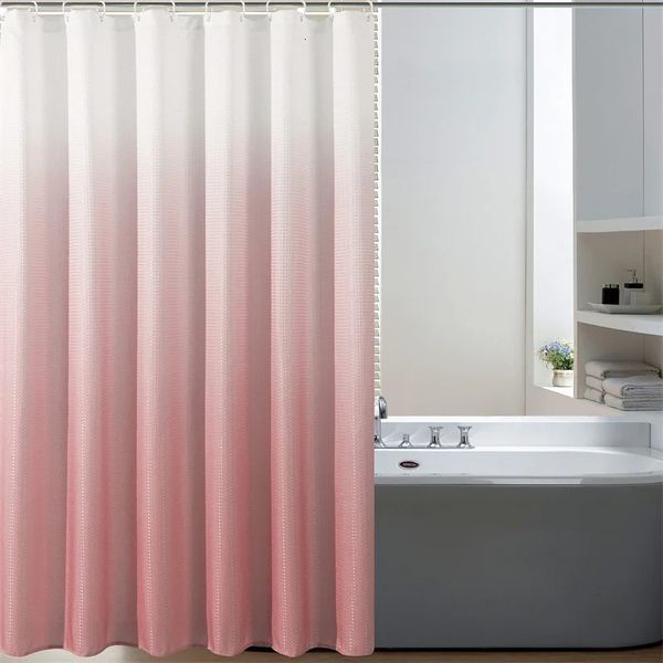 Red e preto gradiente de chuveiro Cortina de cortina de tecido texturizado para banheiro banheiro à prova d'água com ganchos 240419