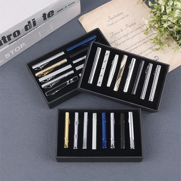 Bow Ties 8/10pc Tie Clip Seti Hediye Kutusu Düğün Konukları Hediyeler Metal Adam Gömlek Kufflinks Erkek Koca Lüks Takı İşletme