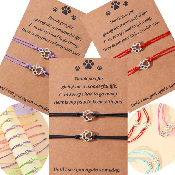 Strands Fascibile Multicolore Fila Multicolore CAT Paw Impronta Woven Blessing Bracciale Bracciale Bracciale Vendita calda