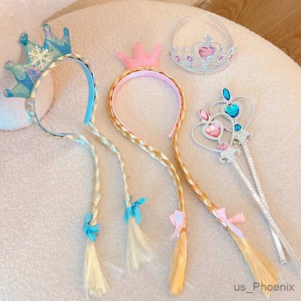 Haarzubehör 3 PCs/Set Kinder süße Kronprinzessin Magie Zauberstab Stirnband Girls Schöne Süße Geburtstagshow Perücke Braids Kinder Haarzubehör Accessoires