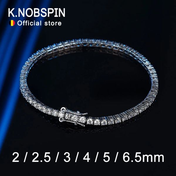 Stränge Knobspin 2mm Moissanit -Tennisarmband 925 Sterling Silber plattiert weißes Goldarmband für Frauen Mann Sparkling Party Schmuck