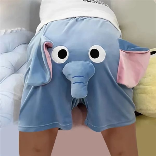 Shorts Lounge Shorts 3D Orecchie 3D Cartoon adorabile Elefante Sleeplo casual Plush abbigliamento da sonno estivo da donna Shoot Pants Wear Hust