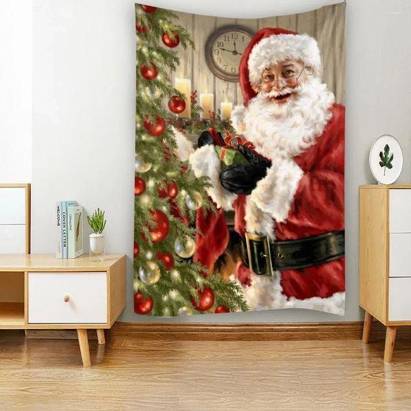 Arazzi Audio di Natale Cartoon Babbo Natale Gifts camera da letto Decorazione murale decorazione per la casa