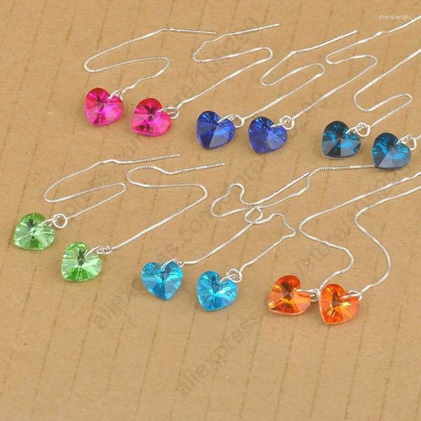 Orecchini a pennaglie più colori più vere 925 Gioielli in argento in argento in argento in argento Ling Accessori per feste per festa della catena per le donne