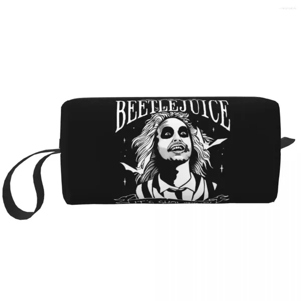 Kosmetische Taschen Beetlejuice Make -up -Tasche Beutel Reißverschluss Horror Geister Reisen Toiletten Organizer Aufbewahrungsasche große Kapazität